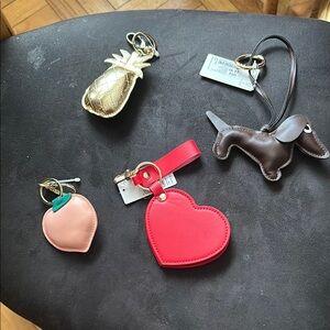 Set of Fun Keychains - Heart, Dog, Pineapple, Peach